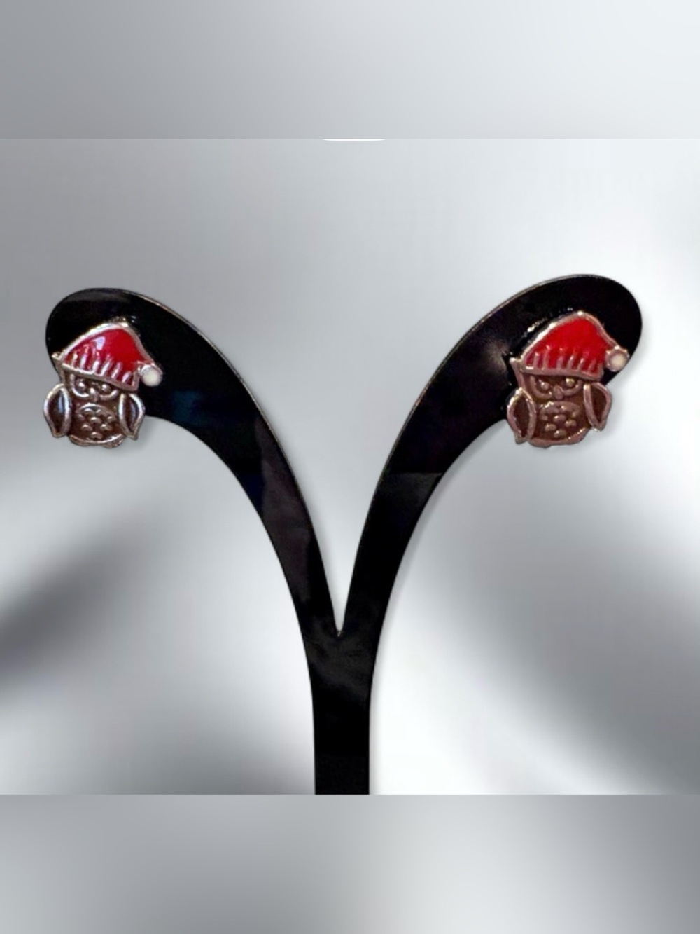 Festive Christmas Owl Stud Earrings - Women Accessories